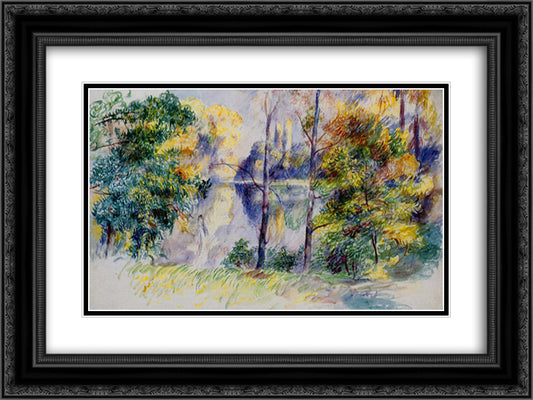 Park Scene 24x18 Black Ornate Wood Framed Art Print Poster with Double Matting by Renoir, Pierre Auguste