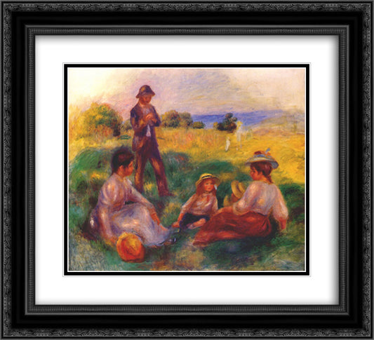 Party in the Country at Berneval 22x20 Black Ornate Wood Framed Art Print Poster with Double Matting by Renoir, Pierre Auguste