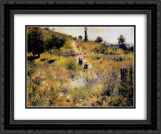 Path Leading through Tall Grass 24x20 Black Ornate Wood Framed Art Print Poster with Double Matting by Renoir, Pierre Auguste
