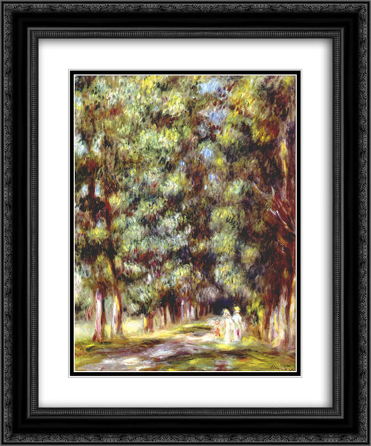 Path through the undergrowth 20x24 Black Ornate Wood Framed Art Print Poster with Double Matting by Renoir, Pierre Auguste