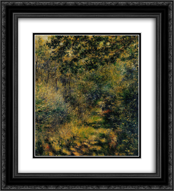 Path through the Woods 20x22 Black Ornate Wood Framed Art Print Poster with Double Matting by Renoir, Pierre Auguste