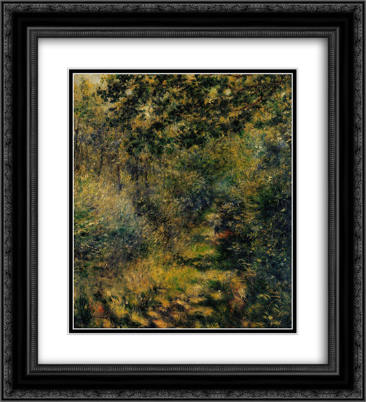 Path through the Woods 20x22 Black Ornate Wood Framed Art Print Poster with Double Matting by Renoir, Pierre Auguste