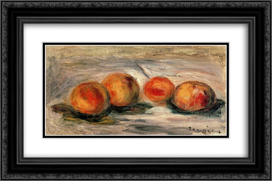 Peaches 24x16 Black Ornate Wood Framed Art Print Poster with Double Matting by Renoir, Pierre Auguste