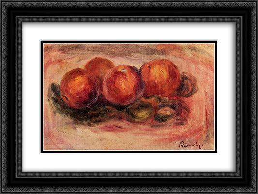 Peaches and Almonds 24x18 Black Ornate Wood Framed Art Print Poster with Double Matting by Renoir, Pierre Auguste