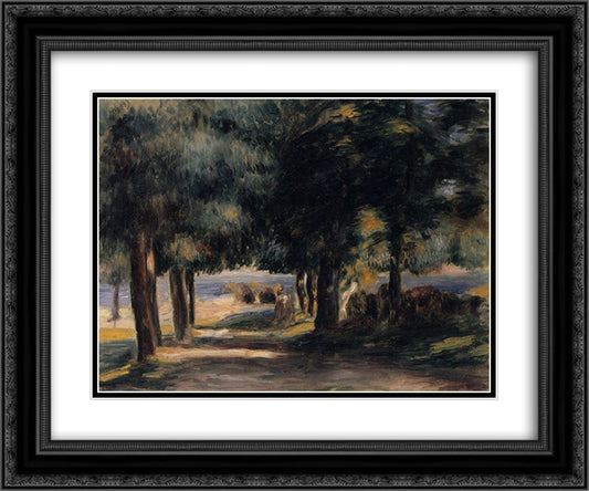 Pine Wood on the Cote d'Azur 24x20 Black Ornate Wood Framed Art Print Poster with Double Matting by Renoir, Pierre Auguste