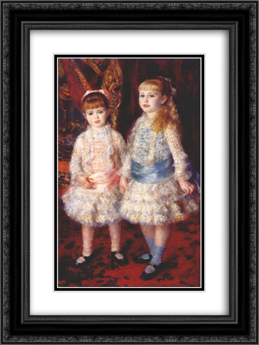 Pink and Blue 18x24 Black Ornate Wood Framed Art Print Poster with Double Matting by Renoir, Pierre Auguste