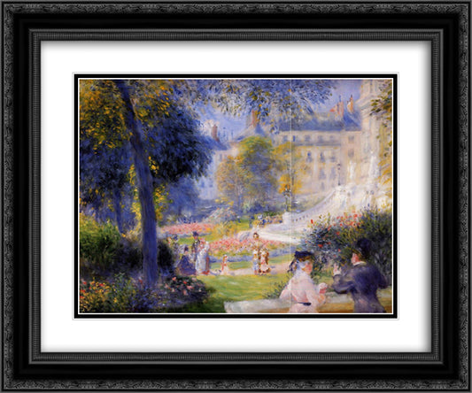 Place de la Trinite 24x20 Black Ornate Wood Framed Art Print Poster with Double Matting by Renoir, Pierre Auguste