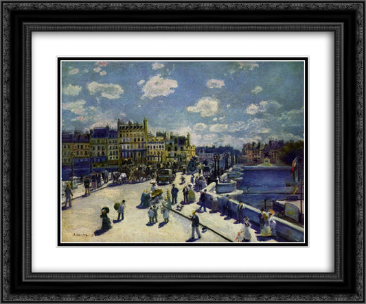 Pont Neuf 24x20 Black Ornate Wood Framed Art Print Poster with Double Matting by Renoir, Pierre Auguste