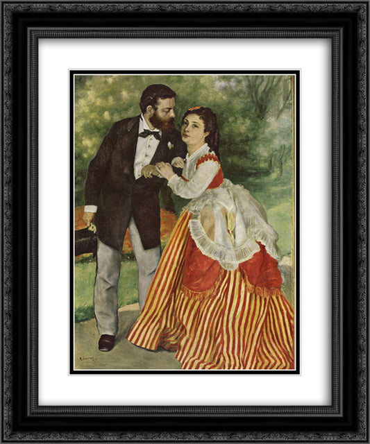 Portrait of the couple Sisley 20x24 Black Ornate Wood Framed Art Print Poster with Double Matting by Renoir, Pierre Auguste