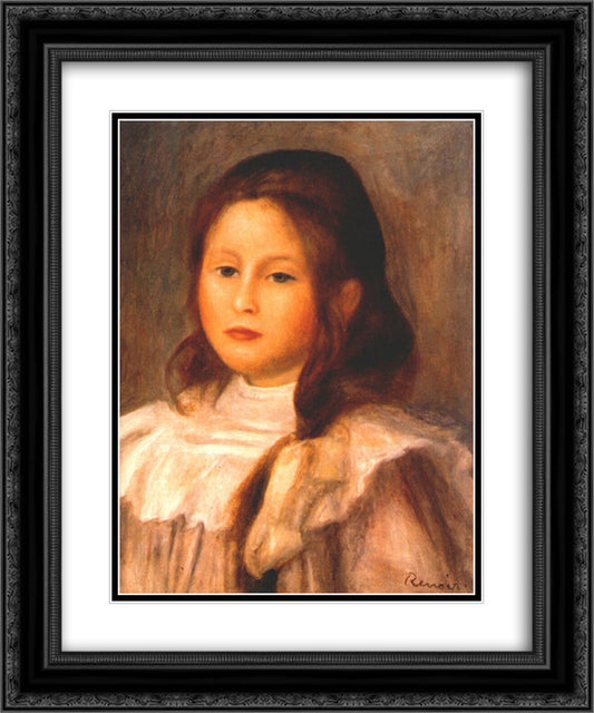 Portrait of a child 20x24 Black Ornate Wood Framed Art Print Poster with Double Matting by Renoir, Pierre Auguste