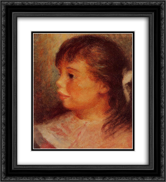 Portrait of a Girl 20x22 Black Ornate Wood Framed Art Print Poster with Double Matting by Renoir, Pierre Auguste