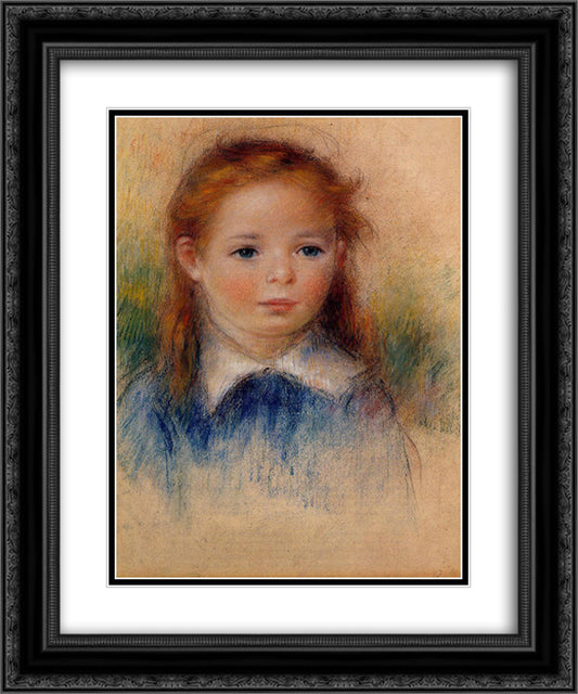 Portrait of a Little Girl 20x24 Black Ornate Wood Framed Art Print Poster with Double Matting by Renoir, Pierre Auguste