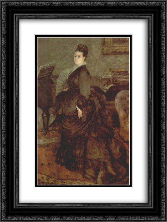 Portrait of a woman (Mme. Georges Hartmann) 18x24 Black Ornate Wood Framed Art Print Poster with Double Matting by Renoir, Pierre Auguste