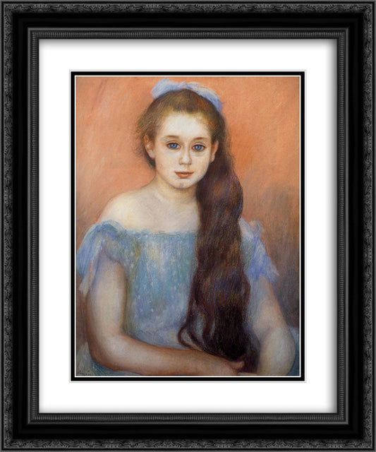 Portrait of a Young Girl 20x24 Black Ornate Wood Framed Art Print Poster with Double Matting by Renoir, Pierre Auguste