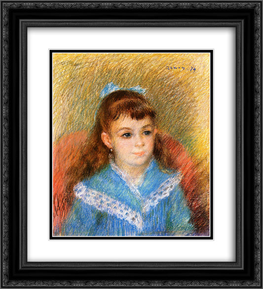 Portrait of a Young Girl (Elizabeth Maitre) 20x22 Black Ornate Wood Framed Art Print Poster with Double Matting by Renoir, Pierre Auguste
