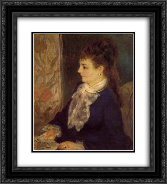 Portrait of an Anonymous Sitter 20x22 Black Ornate Wood Framed Art Print Poster with Double Matting by Renoir, Pierre Auguste