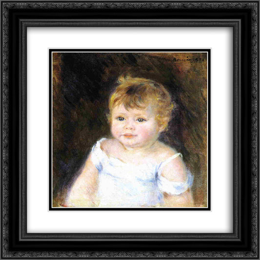 Portrait of an Infant 20x20 Black Ornate Wood Framed Art Print Poster with Double Matting by Renoir, Pierre Auguste