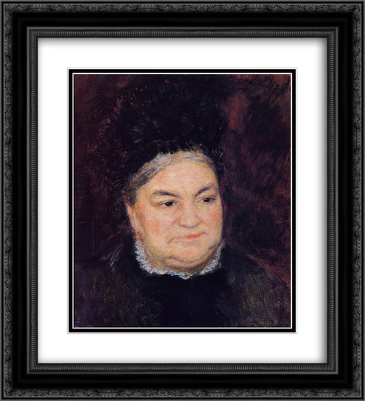 Portrait of an Old Woman (Madame le Coeur) 20x22 Black Ornate Wood Framed Art Print Poster with Double Matting by Renoir, Pierre Auguste