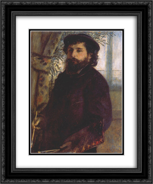 Portrait of Claude Monet 20x24 Black Ornate Wood Framed Art Print Poster with Double Matting by Renoir, Pierre Auguste