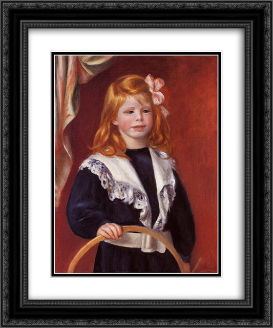 Portrait of Jean Renoir (Child with a Hoop) 20x24 Black Ornate Wood Framed Art Print Poster with Double Matting by Renoir, Pierre Auguste