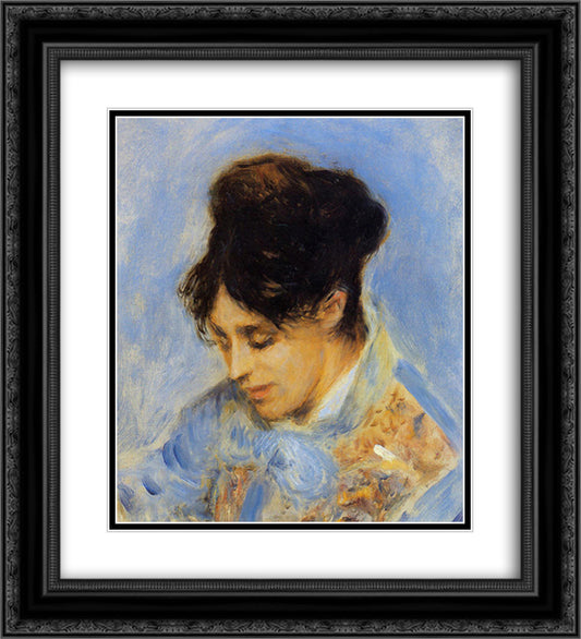 Portrait of Madame Claude Monet 20x22 Black Ornate Wood Framed Art Print Poster with Double Matting by Renoir, Pierre Auguste