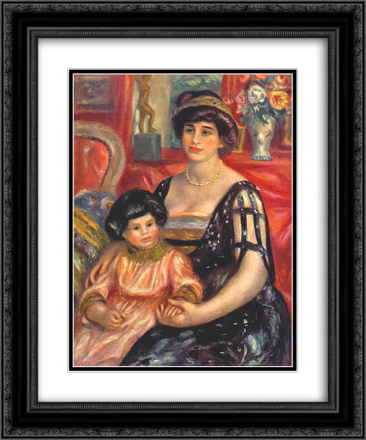 Portrait of Madame Duberville with Her Son Henri 20x24 Black Ornate Wood Framed Art Print Poster with Double Matting by Renoir, Pierre Auguste