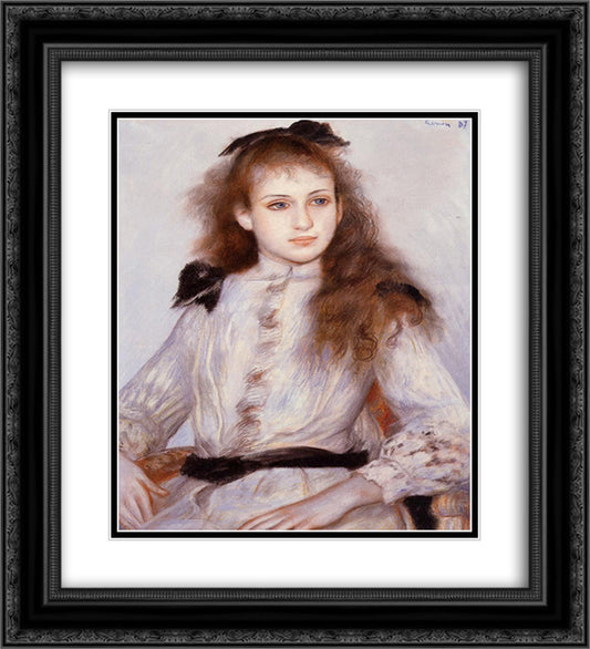 Portrait of Madeleine Adam 20x22 Black Ornate Wood Framed Art Print Poster with Double Matting by Renoir, Pierre Auguste