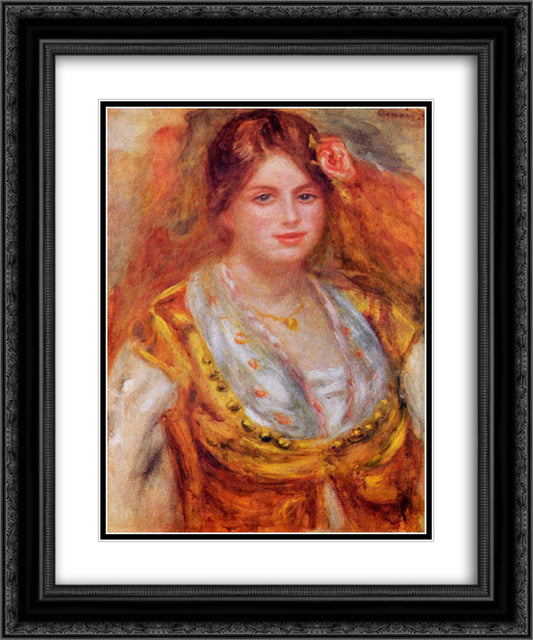 Portrait of Mademoiselle Francois 20x24 Black Ornate Wood Framed Art Print Poster with Double Matting by Renoir, Pierre Auguste