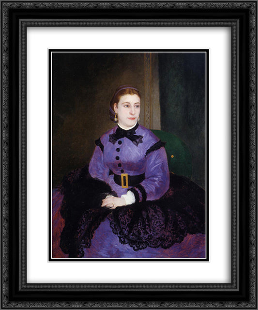Portrait of Mademoiselle Sicotg 20x24 Black Ornate Wood Framed Art Print Poster with Double Matting by Renoir, Pierre Auguste