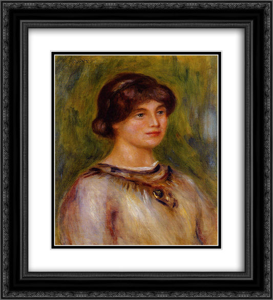Portrait of Marie Lestringuez 20x22 Black Ornate Wood Framed Art Print Poster with Double Matting by Renoir, Pierre Auguste