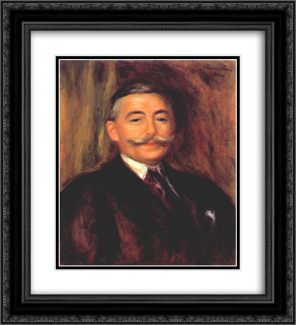 Portrait of Maurice Gangnat 20x22 Black Ornate Wood Framed Art Print Poster with Double Matting by Renoir, Pierre Auguste