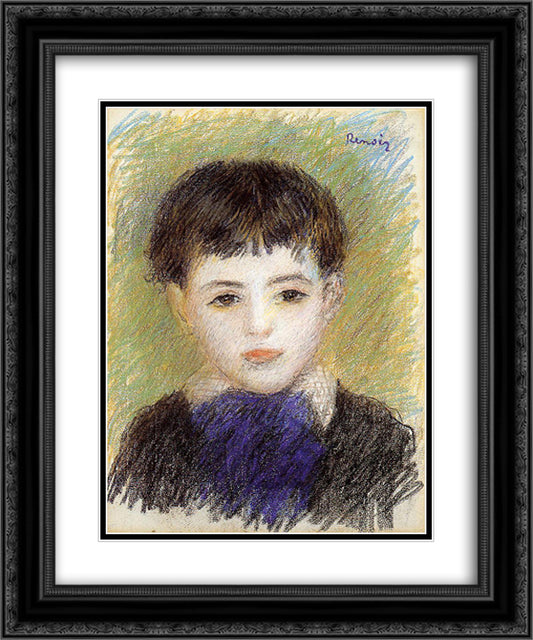 Portrait of Pierre 20x24 Black Ornate Wood Framed Art Print Poster with Double Matting by Renoir, Pierre Auguste