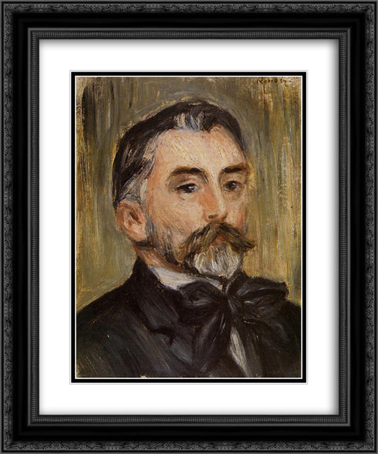 Portrait of Stephane Mallarme 20x24 Black Ornate Wood Framed Art Print Poster with Double Matting by Renoir, Pierre Auguste
