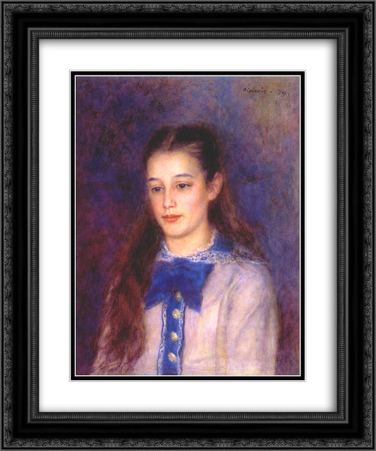Portrait of Therese Berard 20x24 Black Ornate Wood Framed Art Print Poster with Double Matting by Renoir, Pierre Auguste