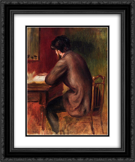 Posthumous Portrait of Frederic Bazille 20x24 Black Ornate Wood Framed Art Print Poster with Double Matting by Renoir, Pierre Auguste
