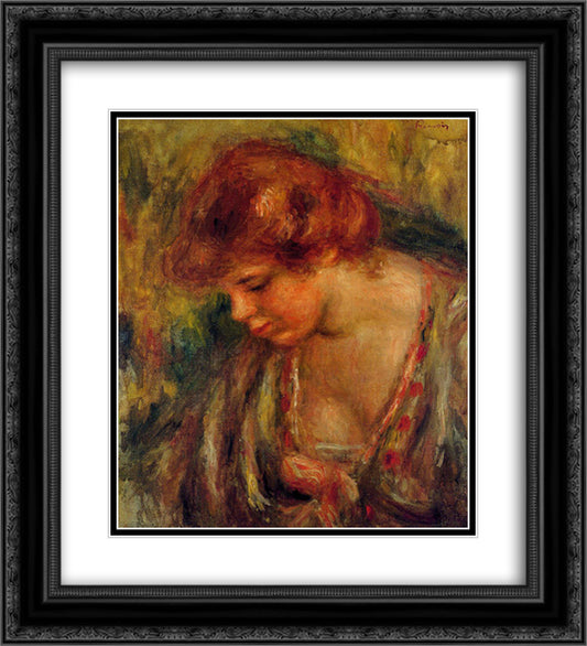 Profile of Andre Leaning Over 20x22 Black Ornate Wood Framed Art Print Poster with Double Matting by Renoir, Pierre Auguste