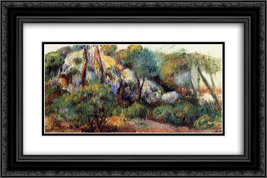 Purple Landscape 24x16 Black Ornate Wood Framed Art Print Poster with Double Matting by Renoir, Pierre Auguste