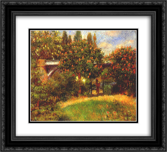 Railway Bridge at Chatou 22x20 Black Ornate Wood Framed Art Print Poster with Double Matting by Renoir, Pierre Auguste