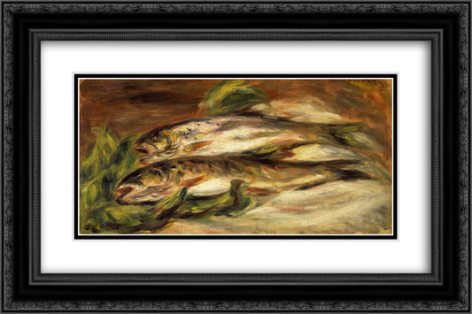 Rainbow Trout 24x16 Black Ornate Wood Framed Art Print Poster with Double Matting by Renoir, Pierre Auguste