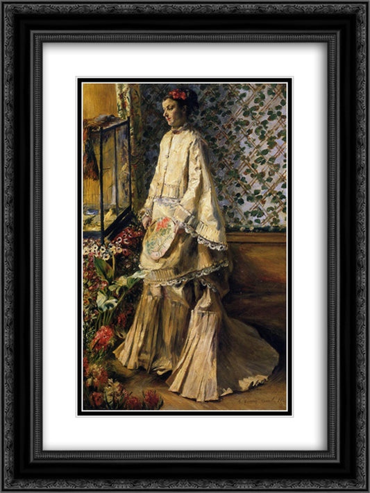 Rapha Maitre 18x24 Black Ornate Wood Framed Art Print Poster with Double Matting by Renoir, Pierre Auguste