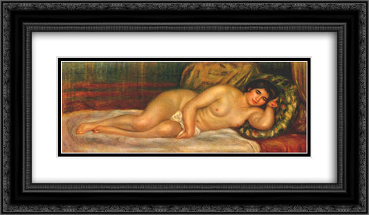 Reclining nude (gabrielle) 24x14 Black Ornate Wood Framed Art Print Poster with Double Matting by Renoir, Pierre Auguste