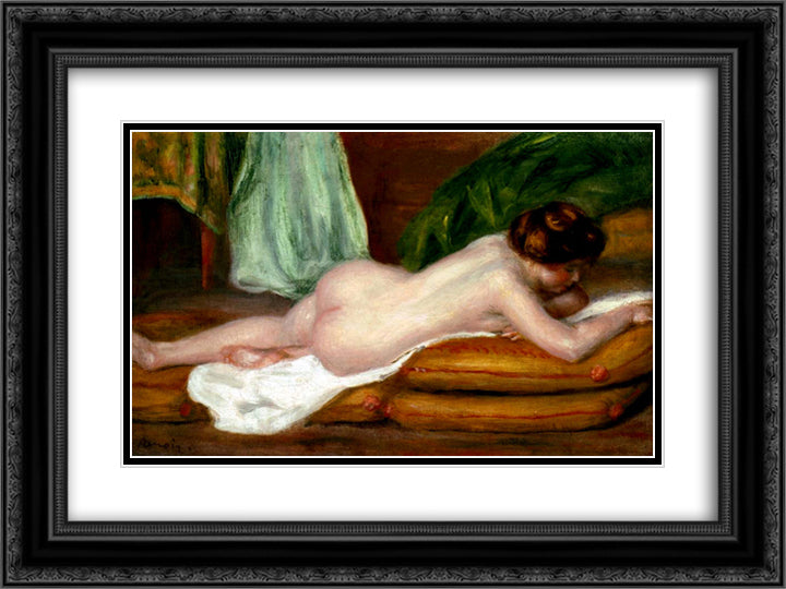 Rest 24x18 Black Ornate Wood Framed Art Print Poster with Double Matting by Renoir, Pierre Auguste