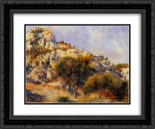 Rocks at l'Estaque 24x20 Black Ornate Wood Framed Art Print Poster with Double Matting by Renoir, Pierre Auguste