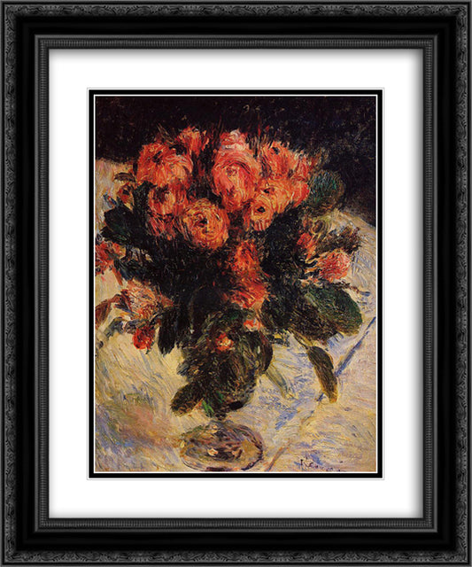 Roses 20x24 Black Ornate Wood Framed Art Print Poster with Double Matting by Renoir, Pierre Auguste