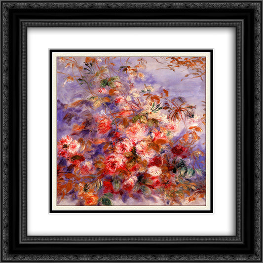 Roses By The Window 20x20 Black Ornate Wood Framed Art Print Poster with Double Matting by Renoir, Pierre Auguste
