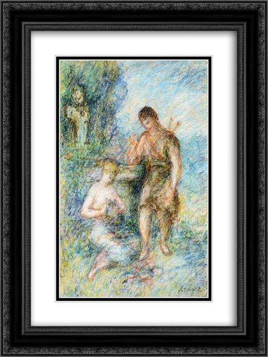 Rural Scene 18x24 Black Ornate Wood Framed Art Print Poster with Double Matting by Renoir, Pierre Auguste