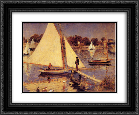 Sailboats at Argenteuil 24x20 Black Ornate Wood Framed Art Print Poster with Double Matting by Renoir, Pierre Auguste