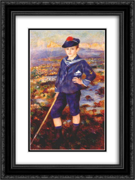 Sailor Boy (Portrait of Robert Nunes) 18x24 Black Ornate Wood Framed Art Print Poster with Double Matting by Renoir, Pierre Auguste