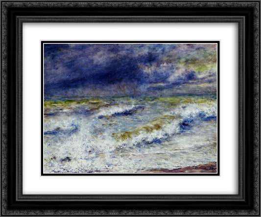 Seascape 24x20 Black Ornate Wood Framed Art Print Poster with Double Matting by Renoir, Pierre Auguste