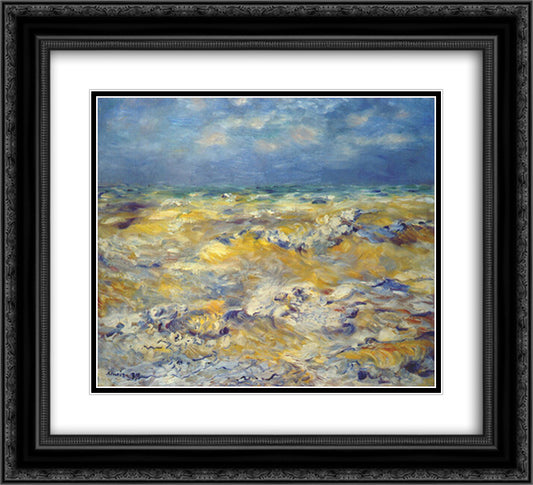 Seascape near berneval 22x20 Black Ornate Wood Framed Art Print Poster with Double Matting by Renoir, Pierre Auguste